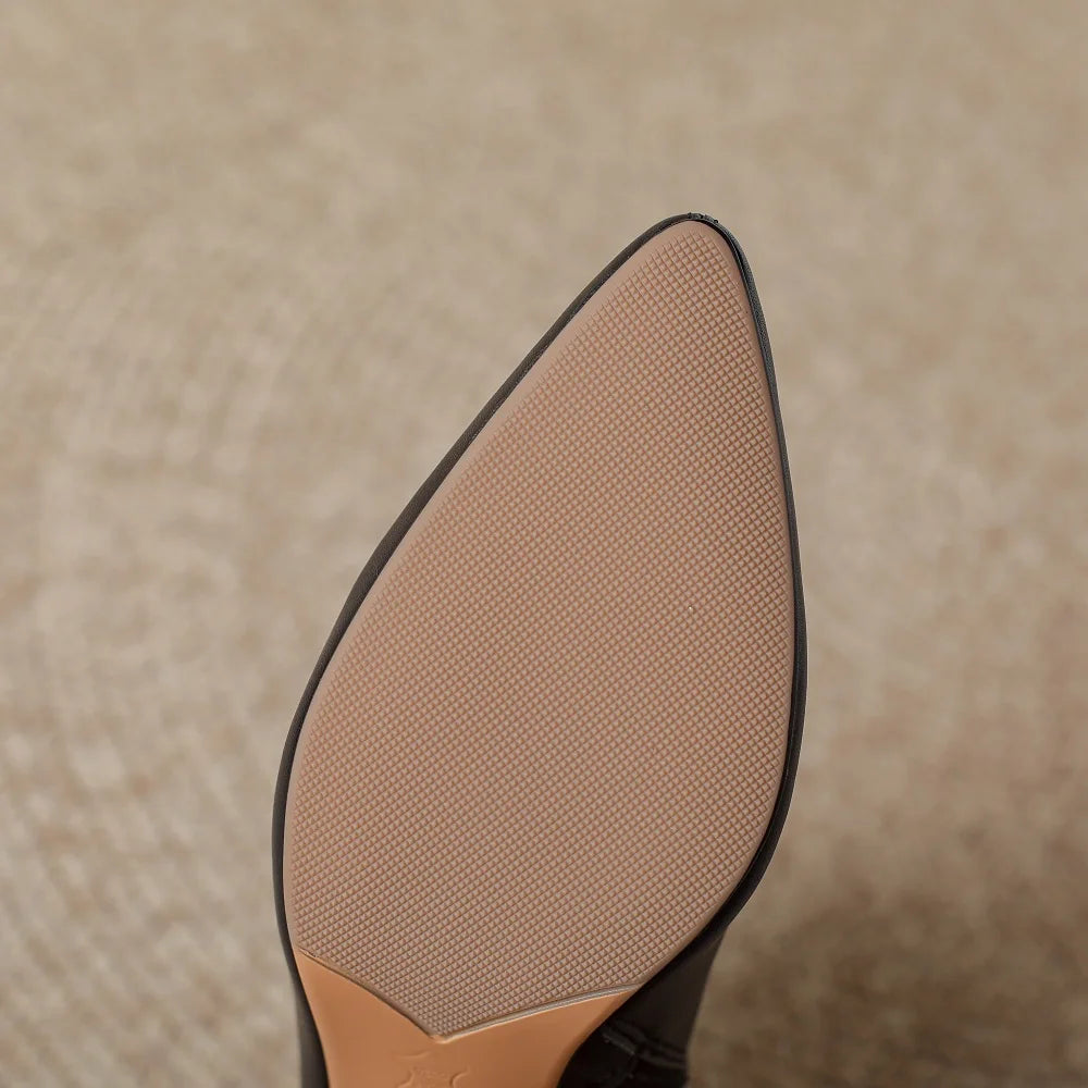 Pointed Toe Leather Ankle Boots