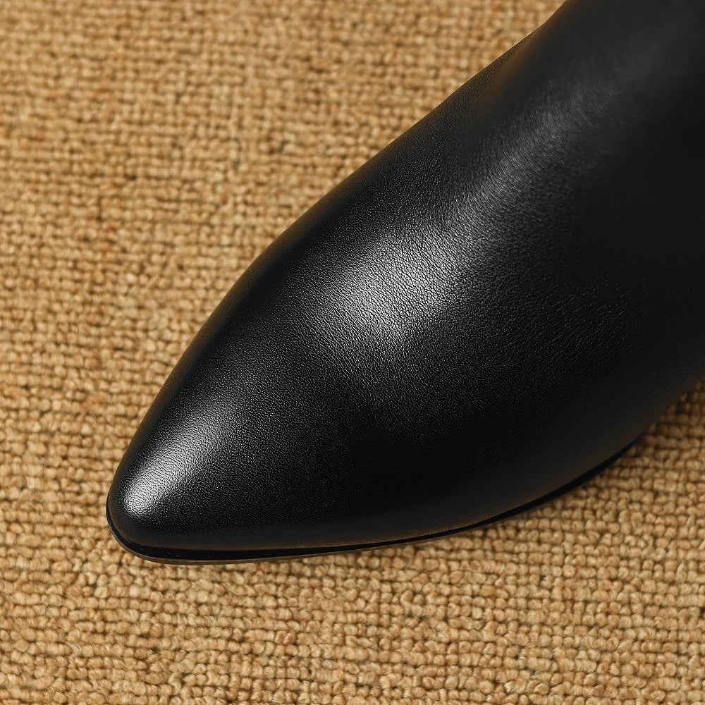 Genuine Leather Mid Heel Boots