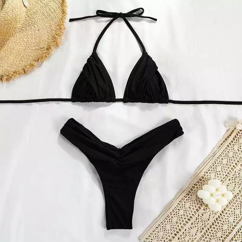 Halter Brazilian Micro Bikini Set - Fashioinista