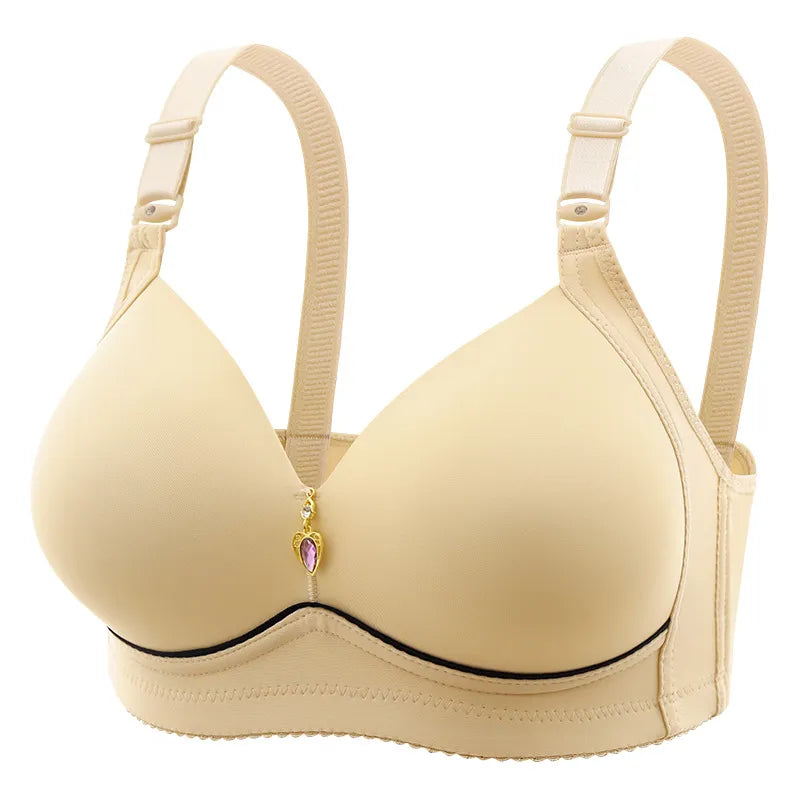 New Non-magnetic Thin Cup Glossy Fat Mm Bra Large Size No Underwire Comfortable Breathable Gathered Women's Underwear - Fashioinista