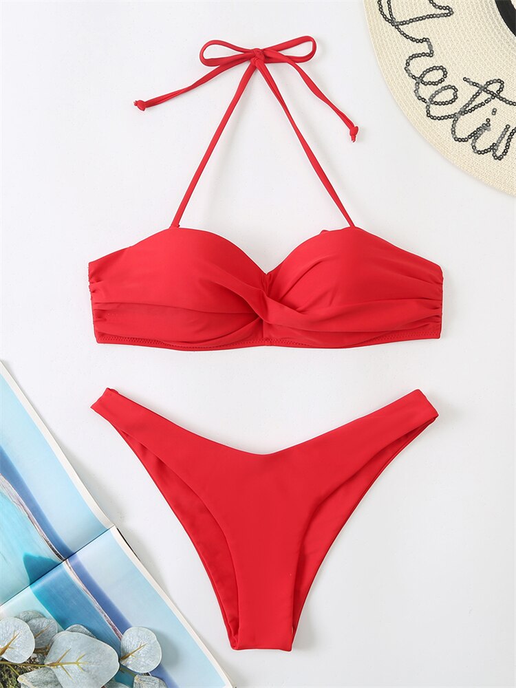 Solid Push Up Bikini Set - Fashioinista