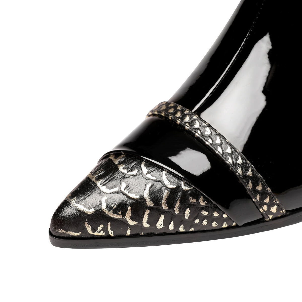 Snakeskin Patent Ankle Boots