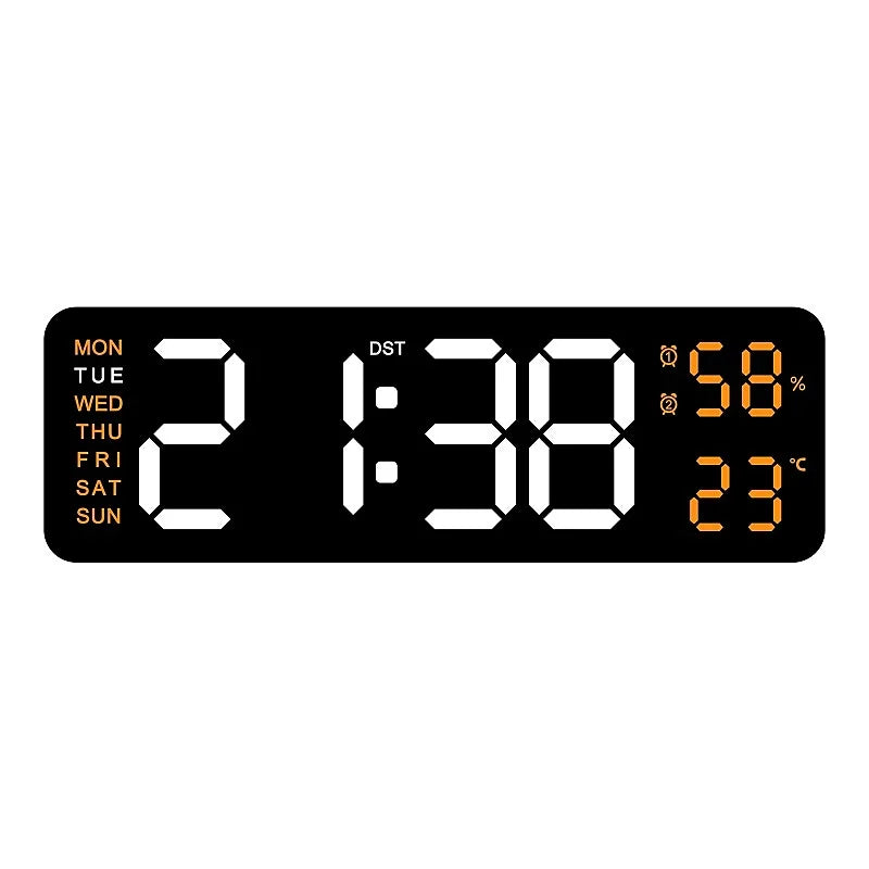9 inch digital LED wall clock showing time temperature and humidity - view 19