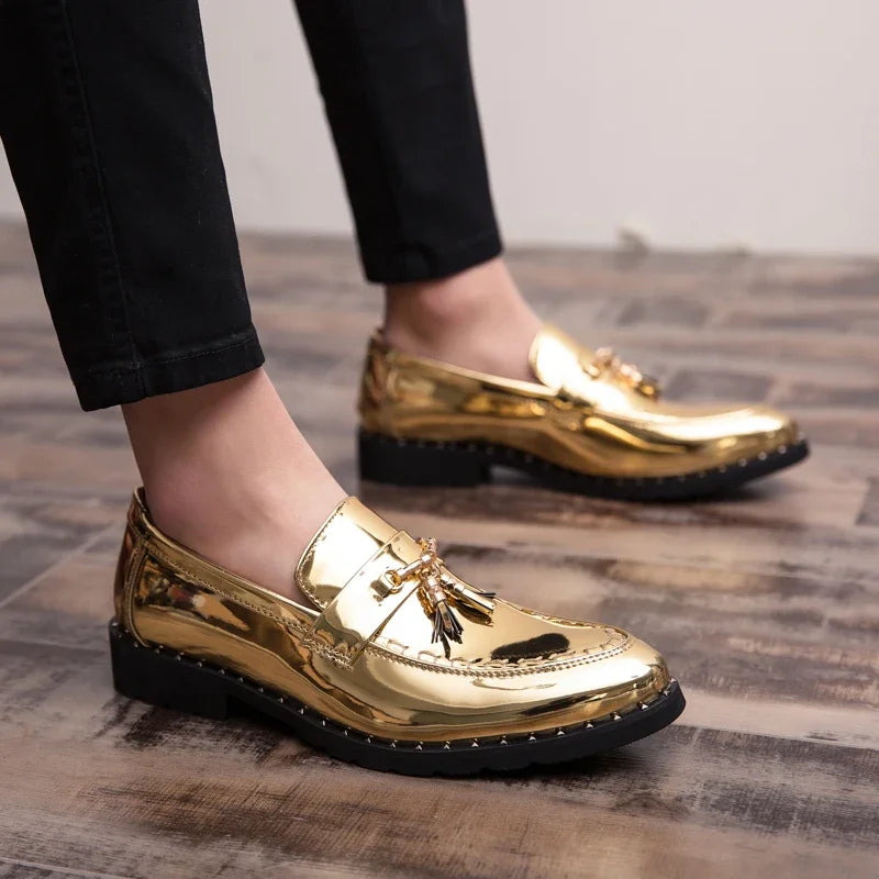Men's patent leather tassel loafers moccasin shoes - view 7
