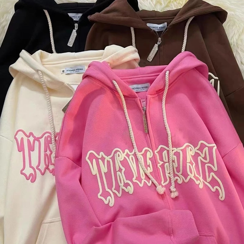 Vintage Zip Up Hoodies - Y2K Streetwear Coats - Fashioinista