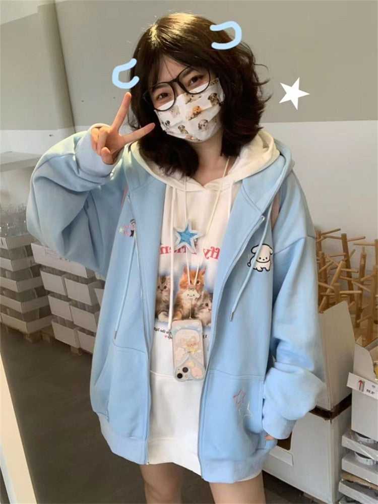 Korean Girly Cartoon Hooded Sweatshirt - Fashioinista