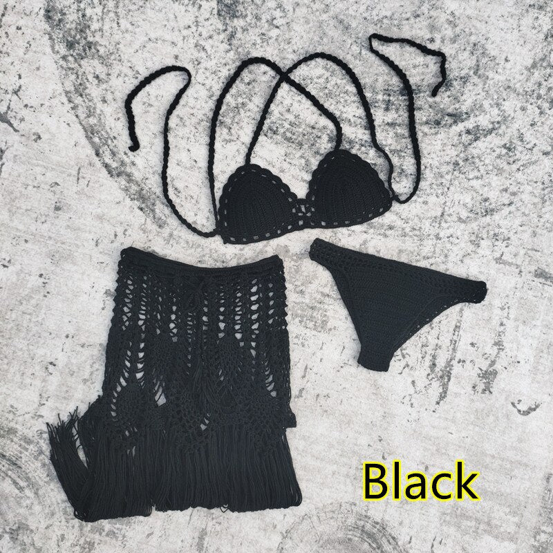 Sexy Sheer Crocheted Knit Bikini Crop Top - Fashioinista