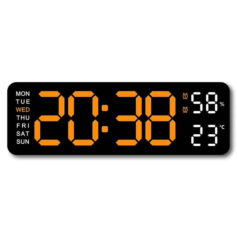 9 inch digital LED wall clock showing time temperature and humidity - view 14