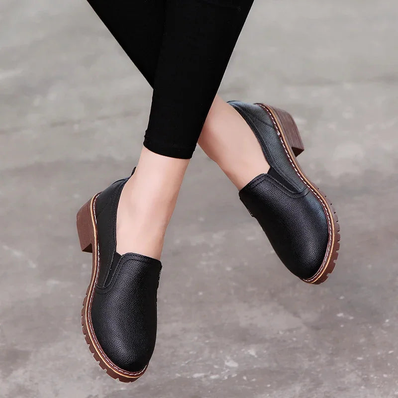 Comemore Women Flat Oxford Shoes Soft Leather Sneakers Low Medium Heeels Pumps Slip on Loafers Summer Footwear for Woman Zapatos - Fashioinista