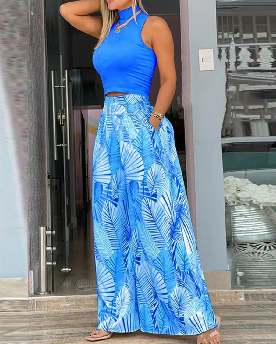 Sleeveless top and high waist trousers two piece set - view 7