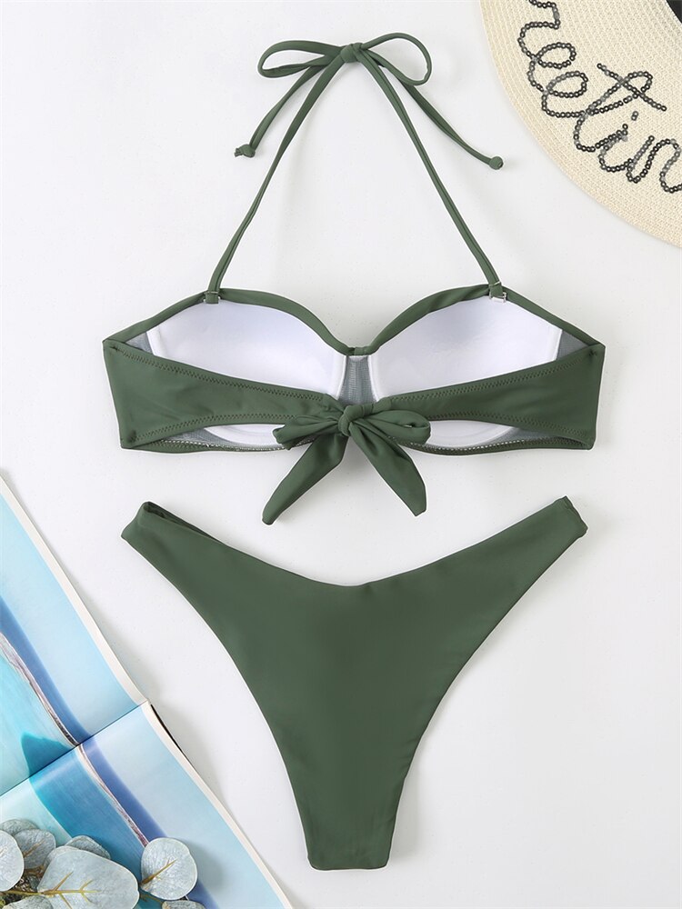 Solid Push Up Bikini Set - Fashioinista