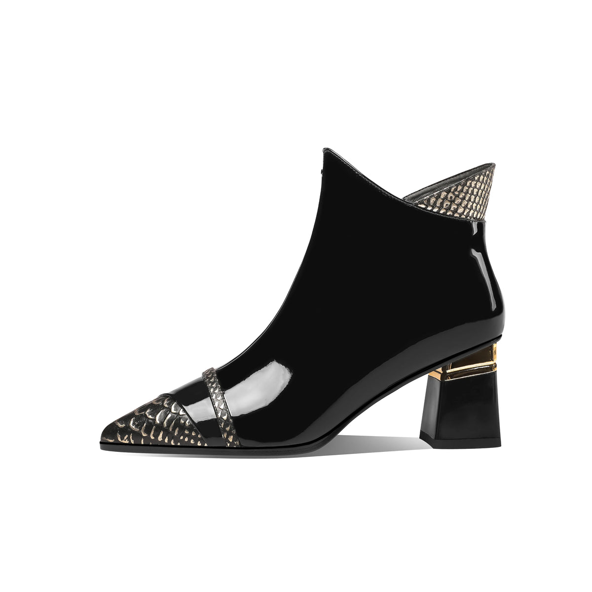 Snakeskin Patent Ankle Boots