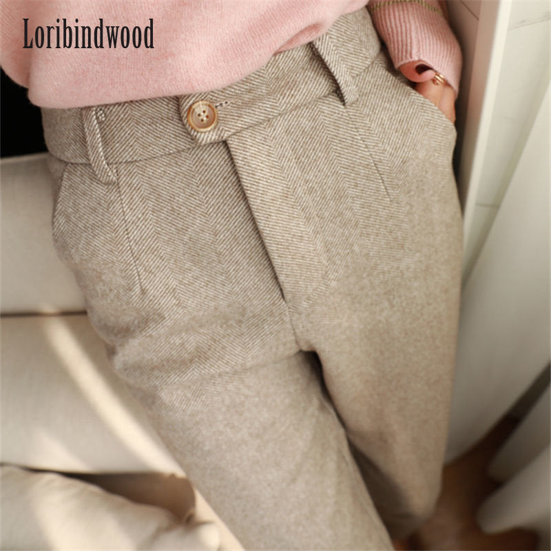 High-Waisted Woolen Harem Pants - Fashioinista