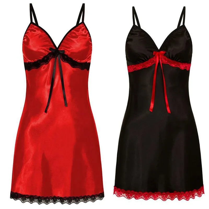 Women Sexy Sleepwear Silk Satin Nightwear Slip Dress Sleeveless Pajamas Nightgown Plus Size Nightwear Comfortable - Fashioinista