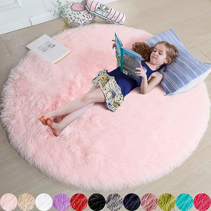 Super Soft Plush Round Rug Mat Fluffy White Carpets For Living Room Home Decor Bedroom Kid Room Decoration Salon Thick Pile Rug - Fashioinista