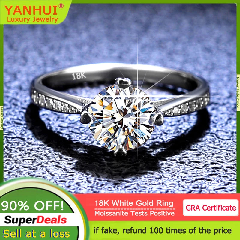 Women's 18K white gold moissanite solitaire ring - view 1