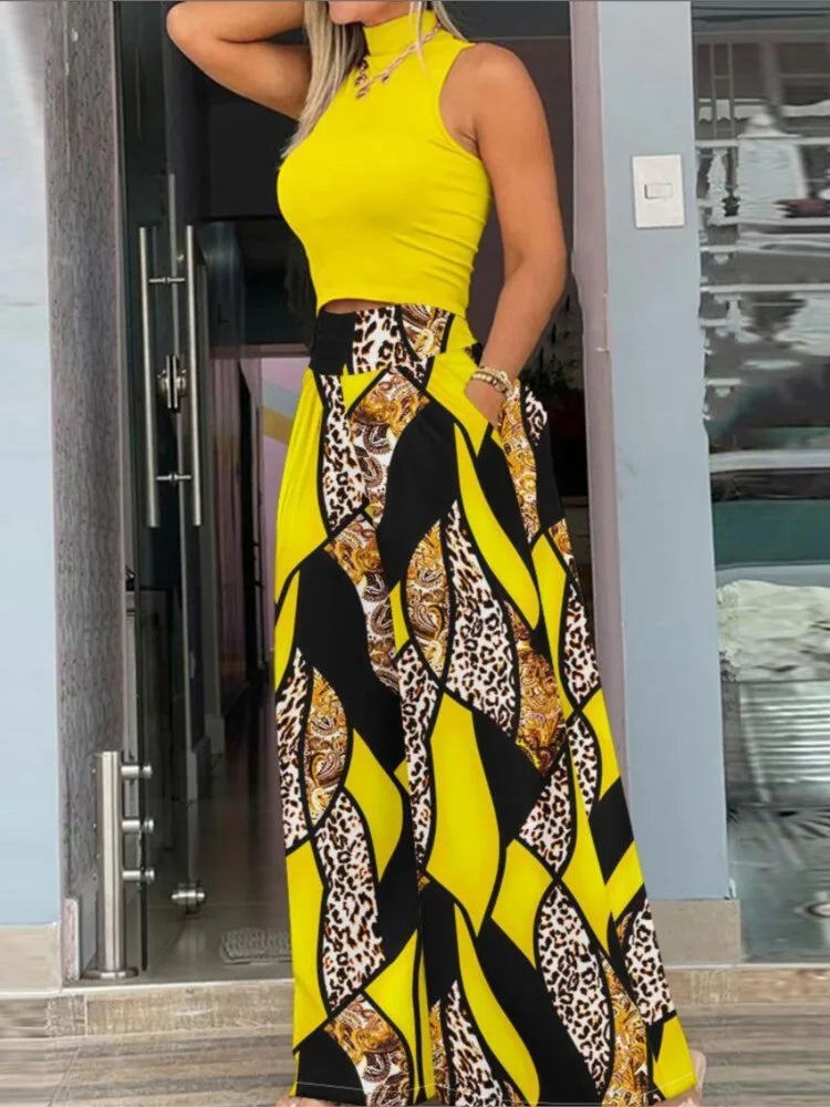 Sleeveless top and high waist trousers two piece set - view 6