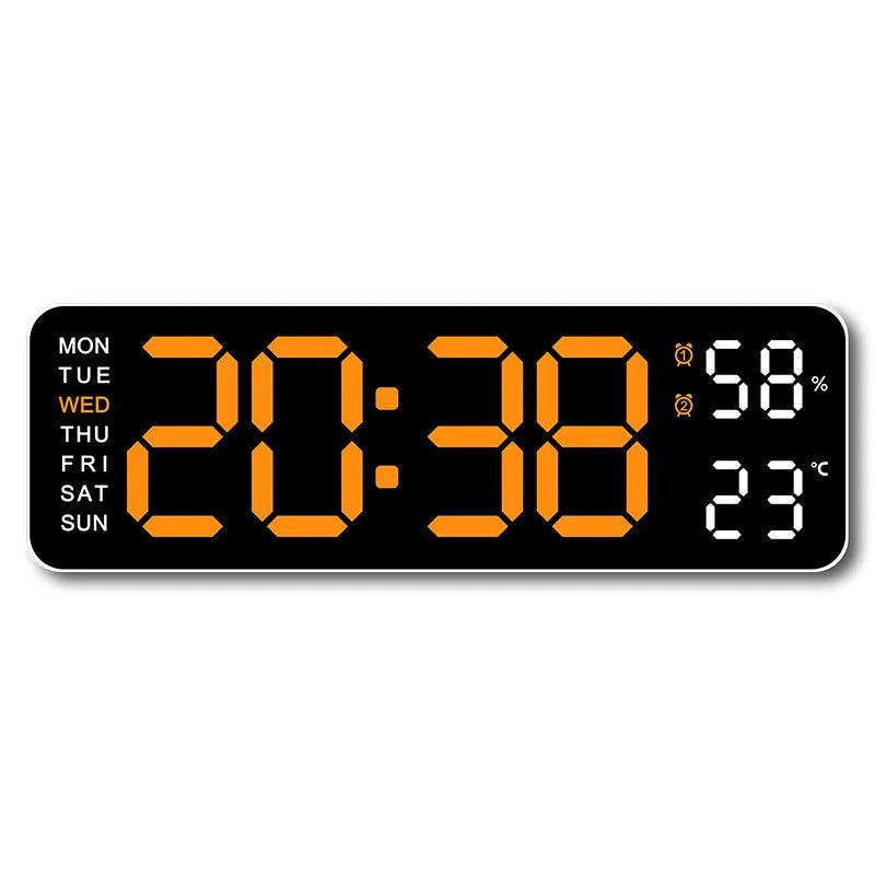 9 inch digital LED wall clock showing time temperature and humidity - view 10