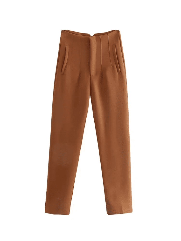 Vintage High Waist Capri Pants with Pockets - Fashioinista