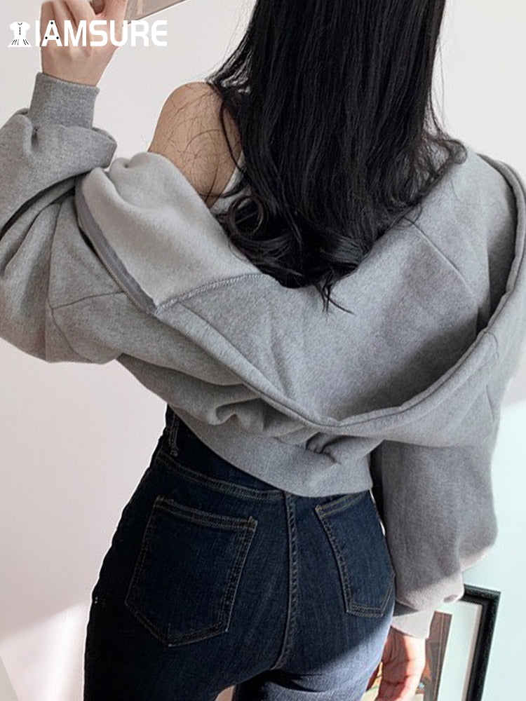 Stylish Long Sleeve Crop Top Sweatshirt - Fashioinista