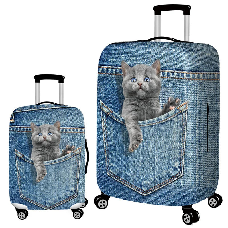 3D animal print stretch luggage cover for a trolley suitcase - view 3