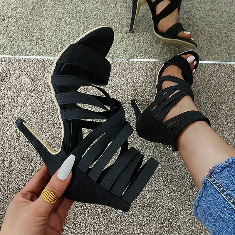 Zipper High Heel Sandals: Step into Style - Fashioinista