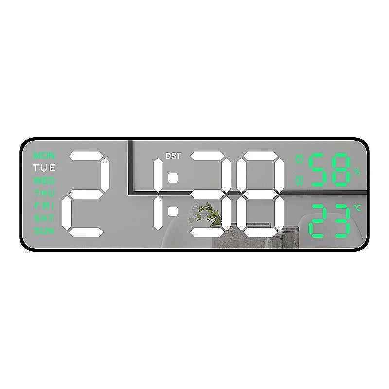 9 inch digital LED wall clock showing time temperature and humidity - view 22