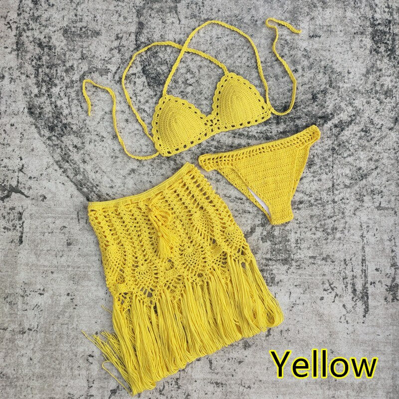 Sexy Sheer Crocheted Knit Bikini Crop Top - Fashioinista