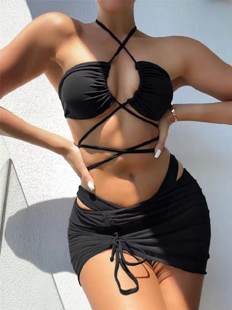 Elegant High Waist 3-Piece Swimsuit - Fashioinista