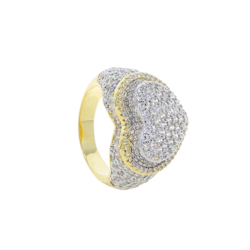 Gold plated heart cubic zirconia eternity band ring - view 5