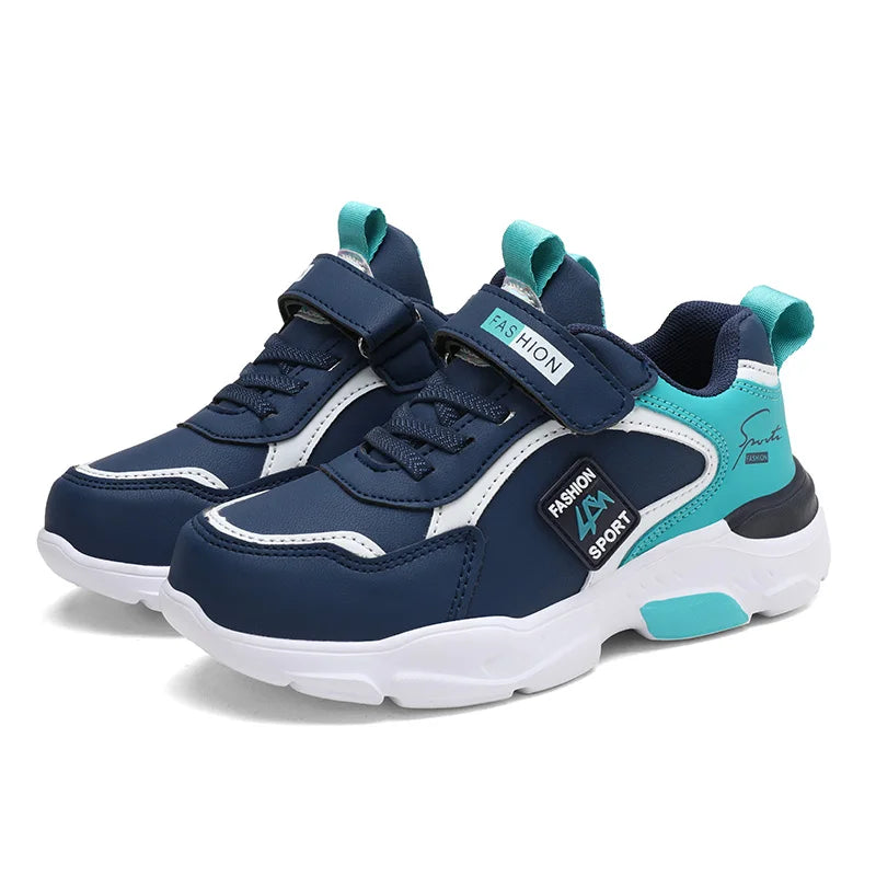 Boys breathable mesh running shoes with hook and loop strap - view 8