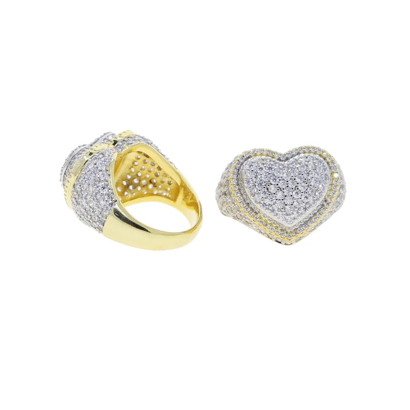 Gold plated heart cubic zirconia eternity band ring - view 4