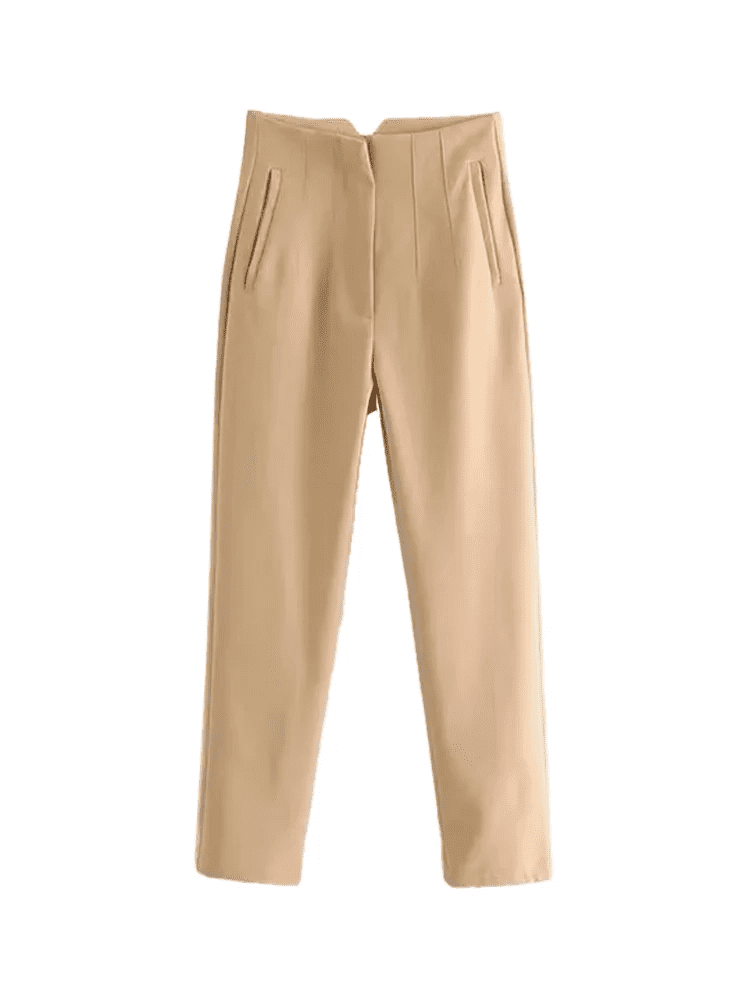 Vintage High Waist Capri Pants with Pockets - Fashioinista