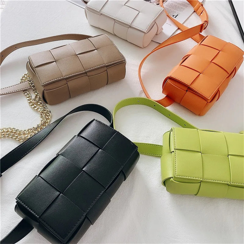 Women's woven leather belt bag