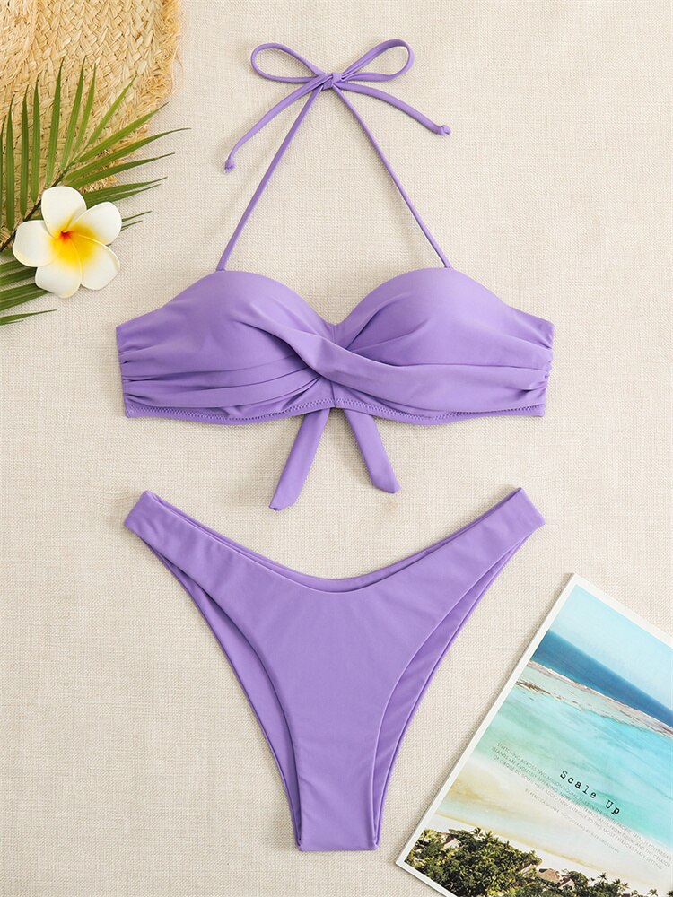 Solid Push Up Bikini Set - Fashioinista