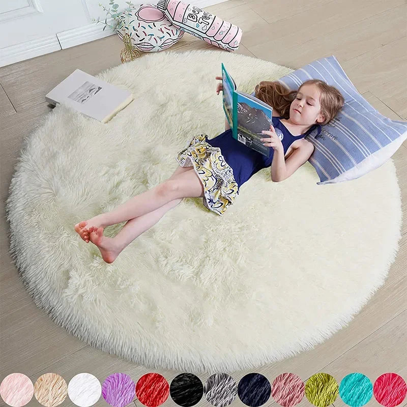 Super Soft Plush Round Rug Mat Fluffy White Carpets For Living Room Home Decor Bedroom Kid Room Decoration Salon Thick Pile Rug - Fashioinista