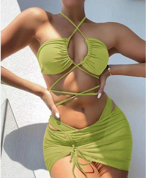 Elegant High Waist 3-Piece Swimsuit - Fashioinista