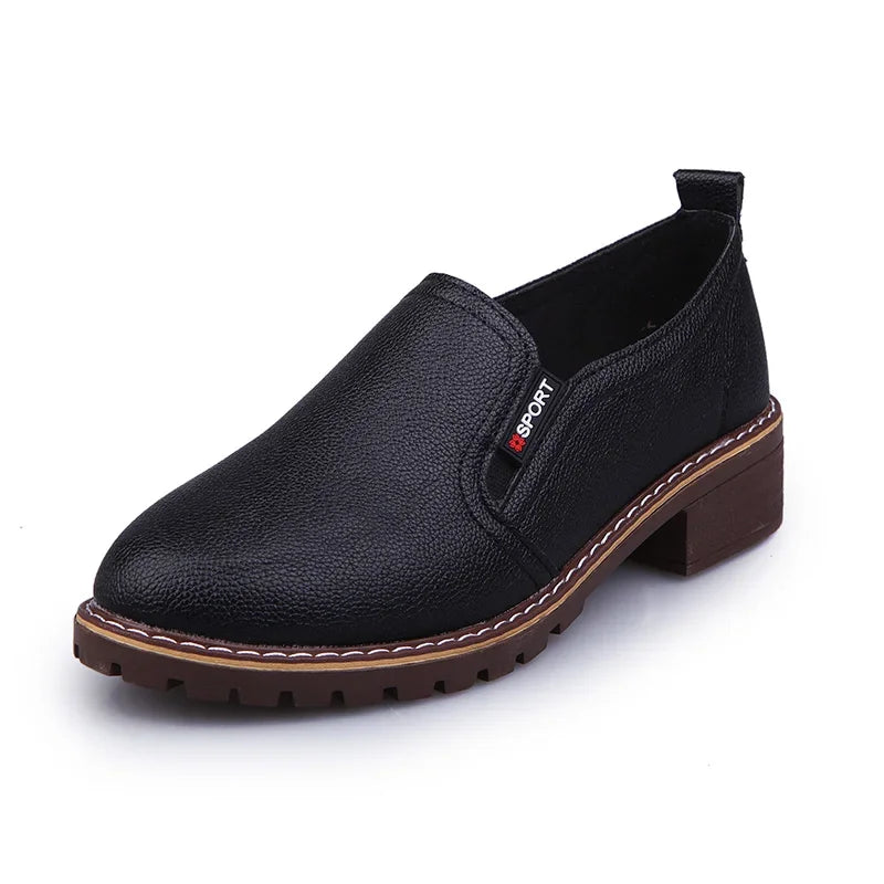 Comemore Women Flat Oxford Shoes Soft Leather Sneakers Low Medium Heeels Pumps Slip on Loafers Summer Footwear for Woman Zapatos - Fashioinista