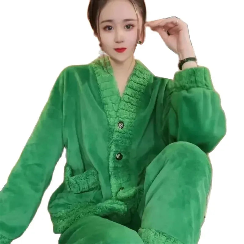 Coral Velvet Pajama Set - fleece pajama set - view 1