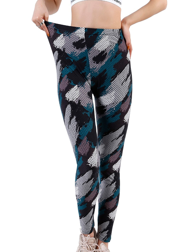 Stylish Camouflage Graffiti Leggings - Fashioinista