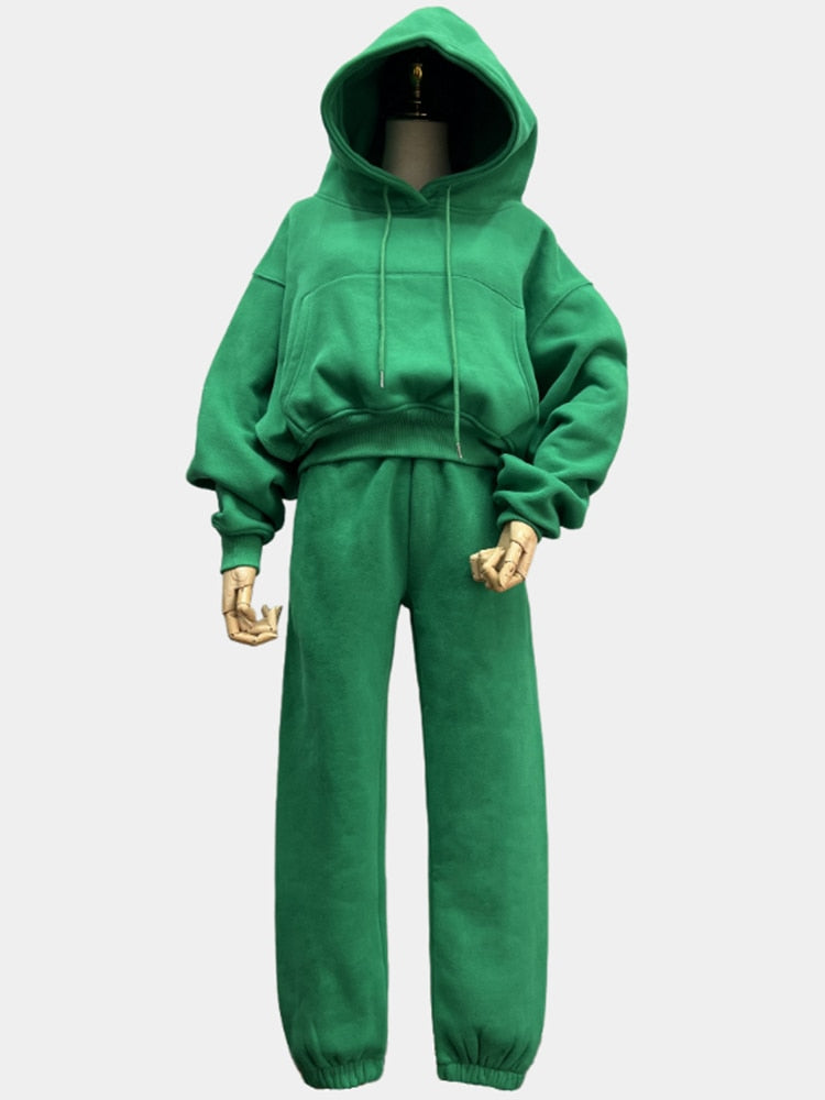 Casual Fleece Hoodies Suit - Fashioinista