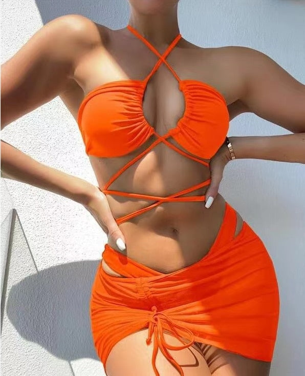 Elegant High Waist 3-Piece Swimsuit - Fashioinista