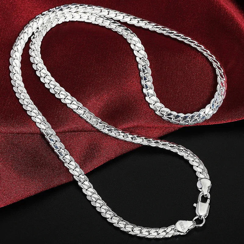 925 sterling silver 6mm link chain necklace - view 2