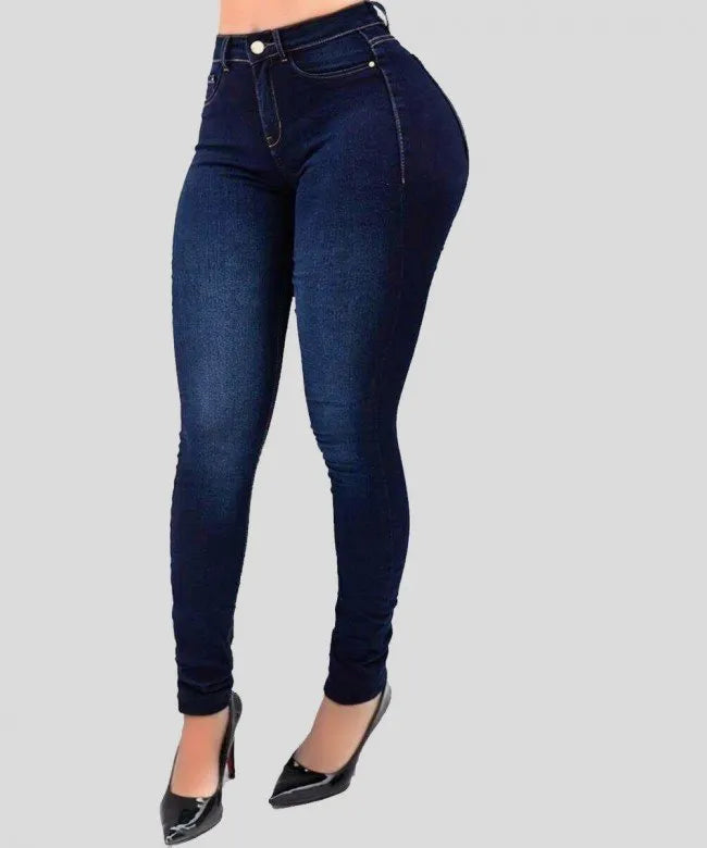 Woman's pure color jeans denim high waist jeans street play cultivate one's morality pants shaping figure with high waist jeans - Fashioinista