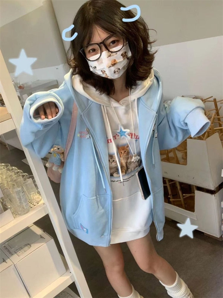 Korean Girly Cartoon Hooded Sweatshirt - Fashioinista