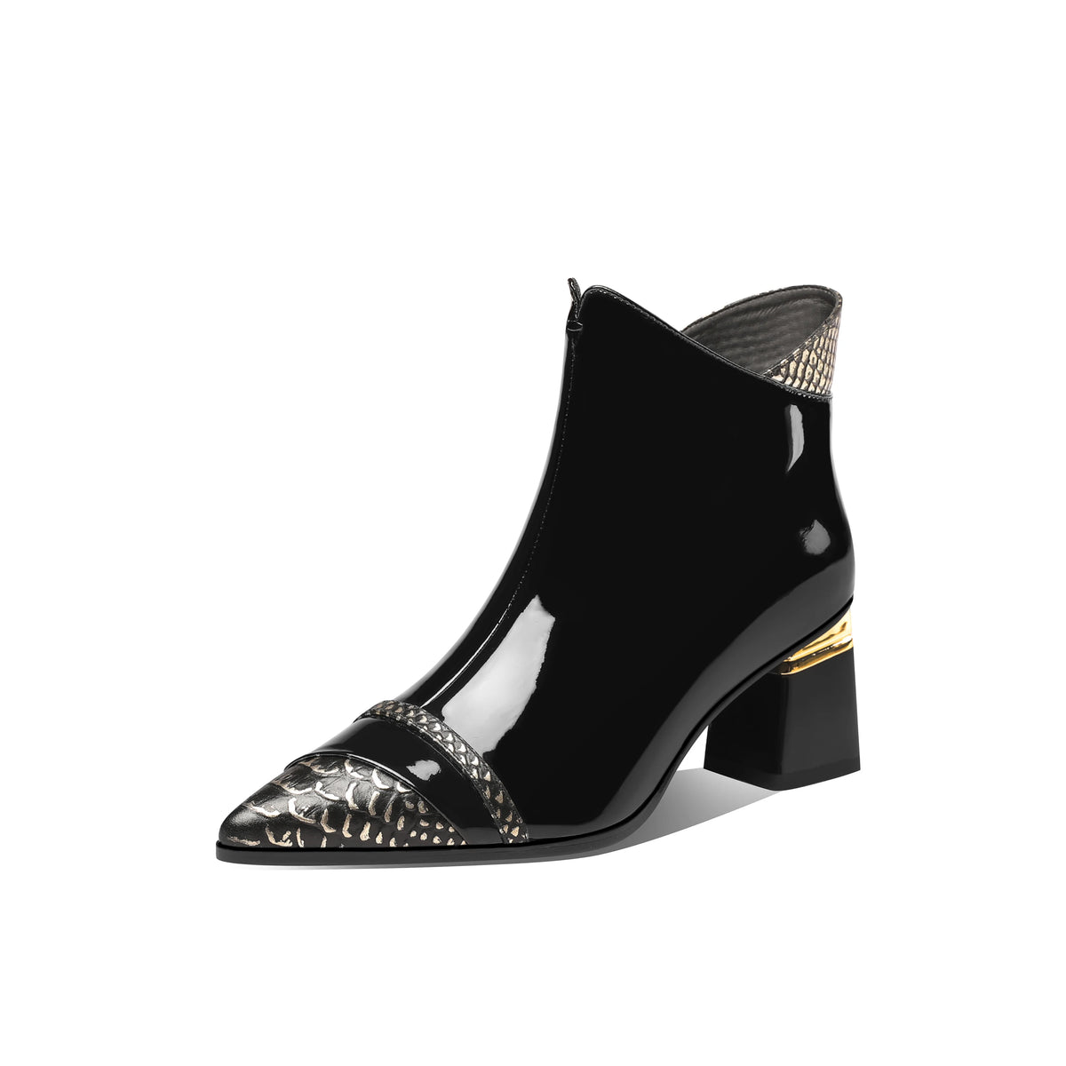 Snakeskin Patent Ankle Boots