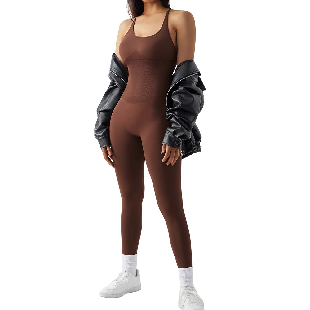 Sleeveless bodycon jumpsuit in knitted fabric - view 2
