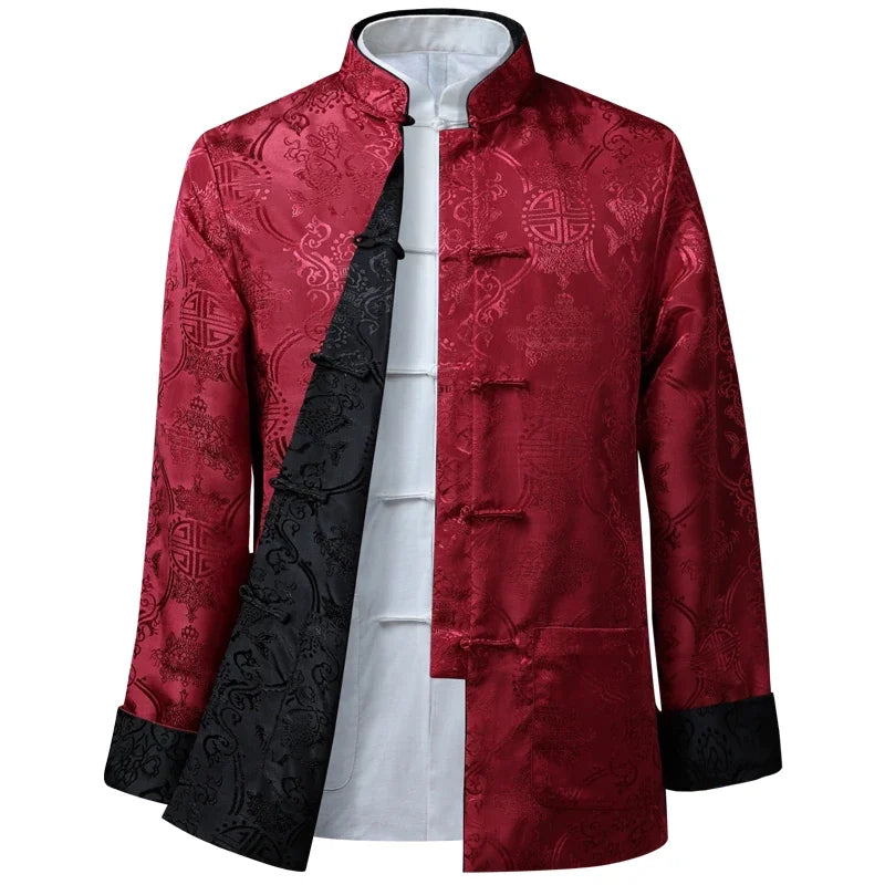 Chinese Dragon Tang Suit - tang suit jacket in red and black
