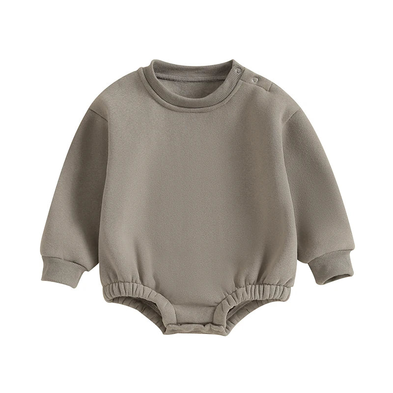 Baby plush sweatshirt romper with long sleeves - view 9