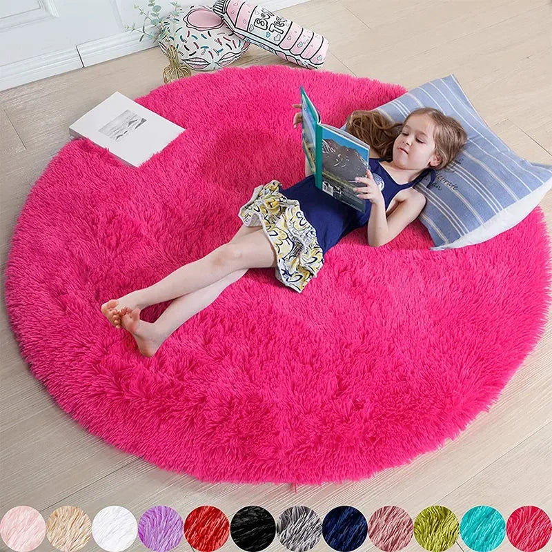 Super Soft Plush Round Rug Mat Fluffy White Carpets For Living Room Home Decor Bedroom Kid Room Decoration Salon Thick Pile Rug - Fashioinista